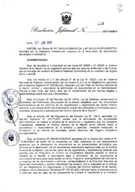 Resolución Jefatural N° 220-2011-AGN/J