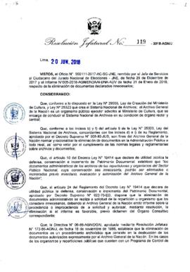 Resolución Jefatural N° 119-2018-AGN/J