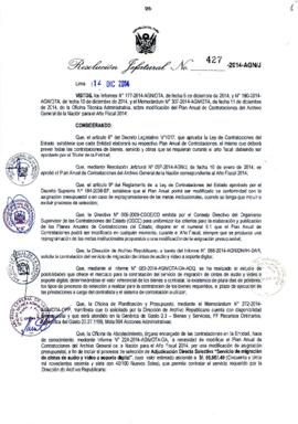 Resolución Jefatural N° 427-2014-AGN/J
