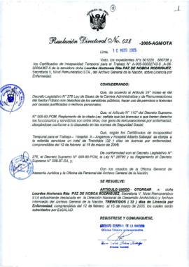 Resolución Directoral N° 028-2005-AGN/OTA