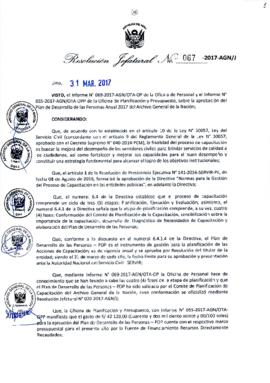 Resolución Jefatural N° 067-2017-AGN/J