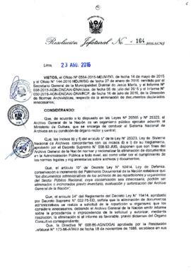 Resolución Jefatural N° 164-2016-AGN/J