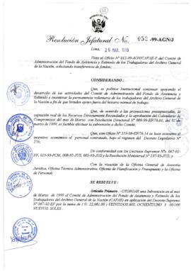 Resolución Jefatural N° 052-1999/AGN/J