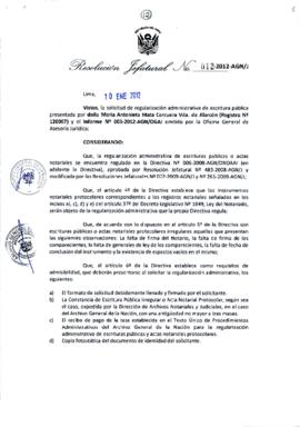Resolución Jefatural N° 012-2012-AGN/J