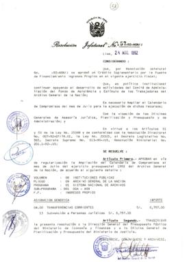 Resolución Jefatural N° 157-1992/AGN/J