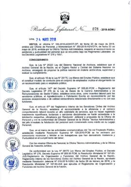 Resolución Jefatural N° 078-2018-AGN/J