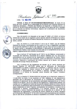 Resolución Jefatural N° 185-2015-AGN/J