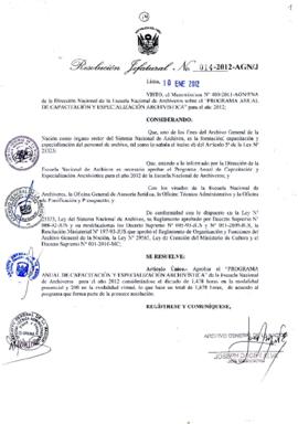 Resolución Jefatural N° 014-2012-AGN/J