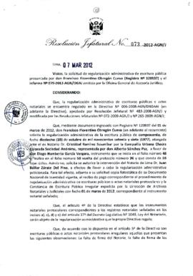 Resolución Jefatural N° 073-2012-AGN/J