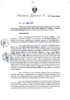 Resolución Jefatural N° 123-2012-AGN/J