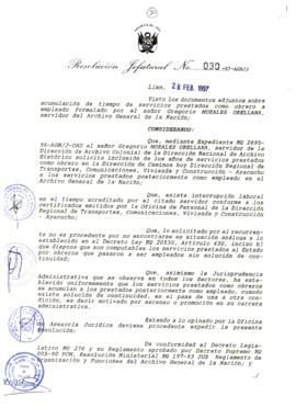 Resolución Jefatural N° 030-1997/AGN/J