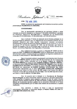 Resolución Jefatural N° 085-2015-AGN/J