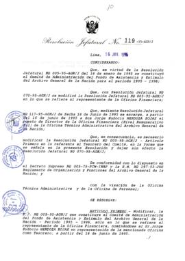 Resolución Jefatural N° 119-1995/AGN/J