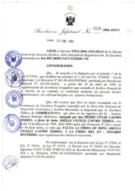 Resolución Jefatural N° 018-2004-AGN/J