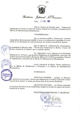 Resolución Jefatural N° 132-1995/AGN/J