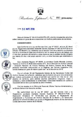 Resolución Jefatural N° 083-2018-AGN/J