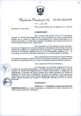 Resolución Directoral N° 061-2013-AGN/OTA