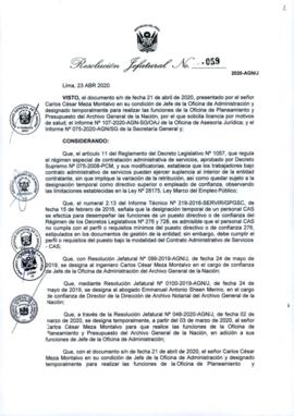 Resolución Jefatural N° 059-2020-AGN/J