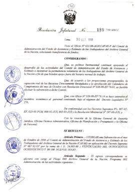 Resolución Jefatural N° 189-1998/AGN/J