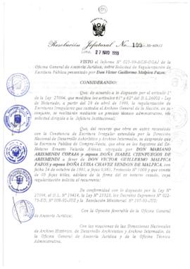 Resolución Jefatural N° 109-1999/AGN/J