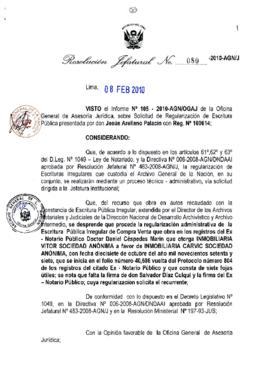 Resolución Jefatural N° 080-2010-AGN/J