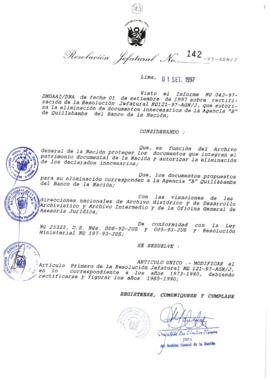 Resolución Jefatural N° 142-1997/AGN/J
