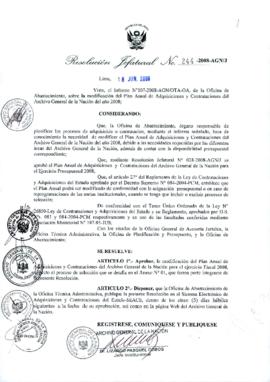 Resolución Jefatural N° 244-2008-AGN/J