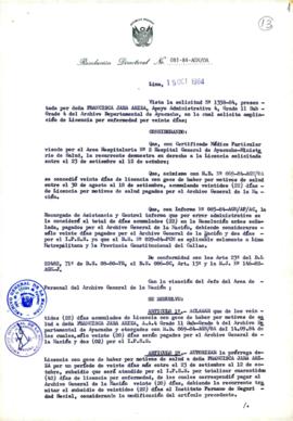 Resolución Directoral N° 81-84-AGN/OA