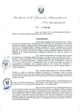 Resolución de la Oficina de Administración N° 049-2019-AGN/SG-OA