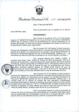 Resolución Directoral N° 035-2013-AGN/OTA