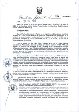 Resolución Jefatural N° 012-2020-AGN/J