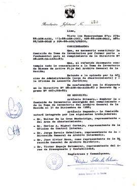 Resolución Jefatural N° 250-1988/AGN/J