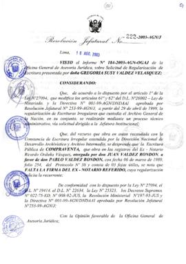 Resolución Jefatural N° 222-2003-AGN/J