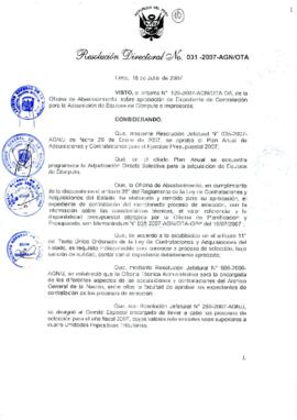 Resolución Directoral N° 031-2007-AGN/OTA