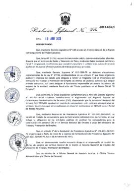 Resolución Jefatural N° 162-2013-AGN/J