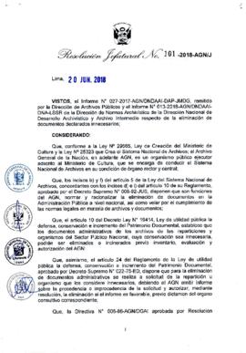 Resolución Jefatural N° 101-2018-AGN/J