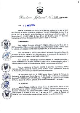 Resolución Jefatural N° 084-2017-AGN/J