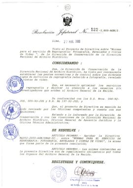 Resolución Jefatural N° 122-2000/AGN/J