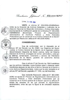 Resolución Jefatural N° 072-2009-AGN/J