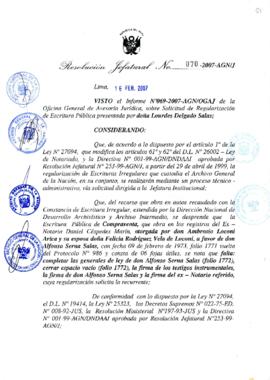 Resolución Jefatural N° 070-2007-AGN/J
