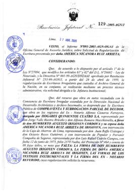 Resolución Jefatural N° 129-2005-AGN/J
