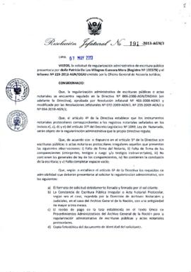 Resolución Jefatural N° 191-2013-AGN/J