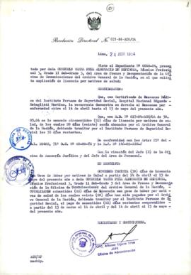 Resolución Directoral N° 21-84-AGN/OA