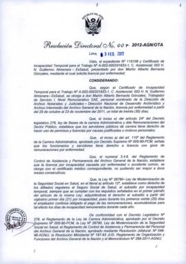 Resolución Directoral N° 007-2012-AGN/OTA