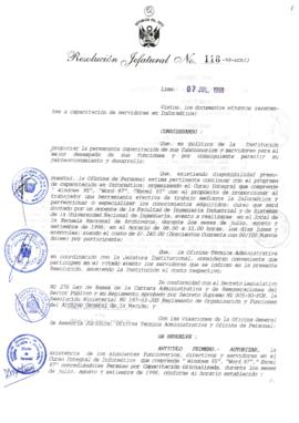 Resolución Jefatural N° 116-1998/AGN/J