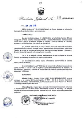 Resolución Jefatural N° 137-2016-AGN/J