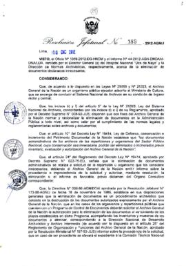 Resolución Jefatural N° 389-2012-AGN/J