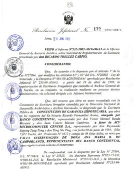 Resolución Jefatural N° 172-2002/AGN/J