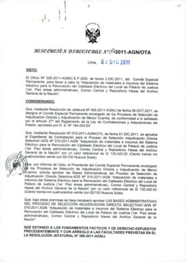 Resolución Directoral N° 072-2011-AGN/OTA