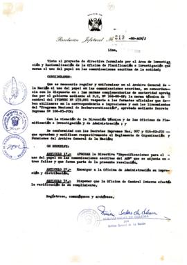Resolución Jefatural N° 219-1988/AGN/J
